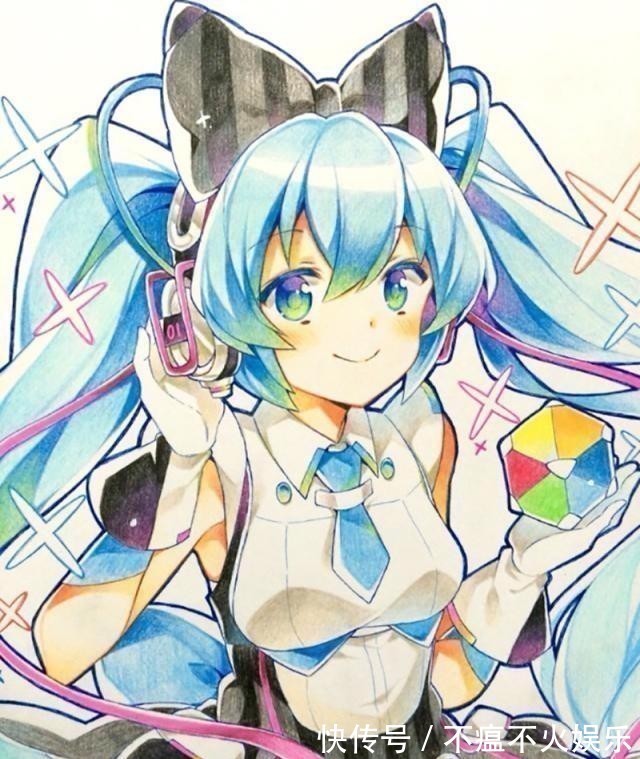 二次元@日本画师的“神仙铅笔”,画出彩色初音未来,渐变效果让人眼前一亮