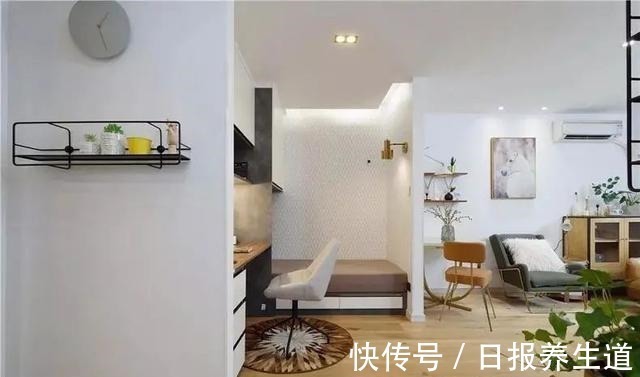 咖啡厅|巧妙的设计,50㎡户型放下两张床,还有咖啡厅、衣帽间和咖啡吧!