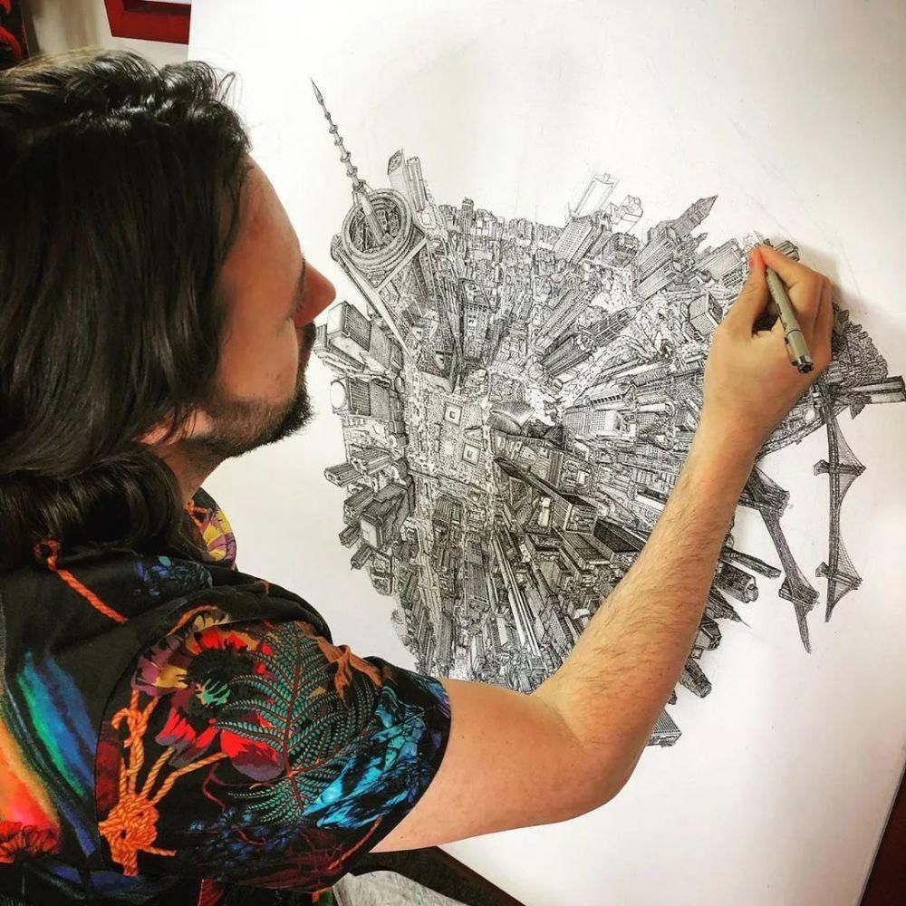 英国小伙用针管笔画出了最美中国地图,独一无二的中国风