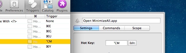 如何为MacOSX创建最小化所有Windows(Win+M)热键
