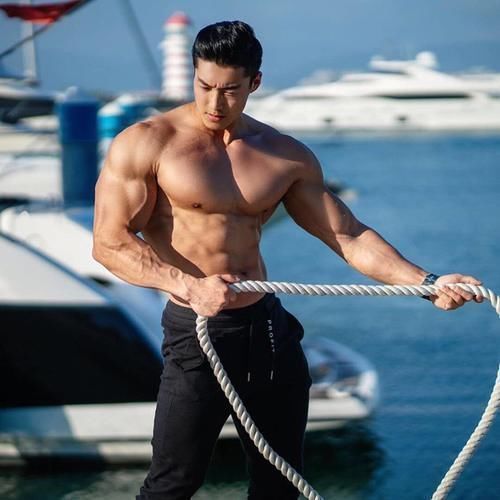 胸肌|肌肉练家子的虎背熊腰好精壮：胸肌壮实，腹肌质感，麒麟臂也健硕