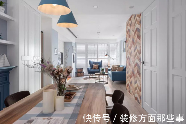 亚光砖|97㎡北欧风三居室,蓝色的渐变色来装点不同空间漂亮