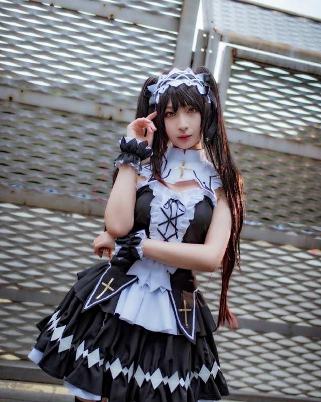 位少女cos|时崎狂三的cosplay，配“黑丝”女仆装的狂三只让人想把她抱回家