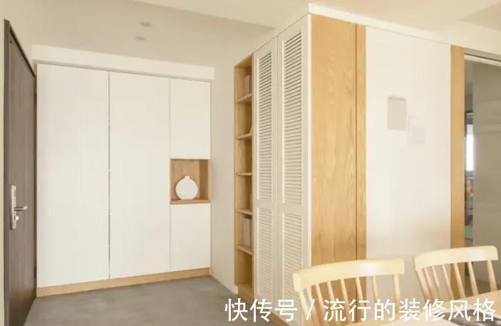 储物柜|83㎡简约风设计以温暖搭配奶茶色舒适又温馨｜小户型装修效果图
