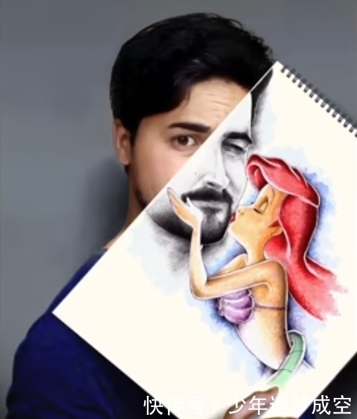 单身|爱画画的单身狗不孤单,艺术家脑洞大开自己“画公主”,大玩亲亲