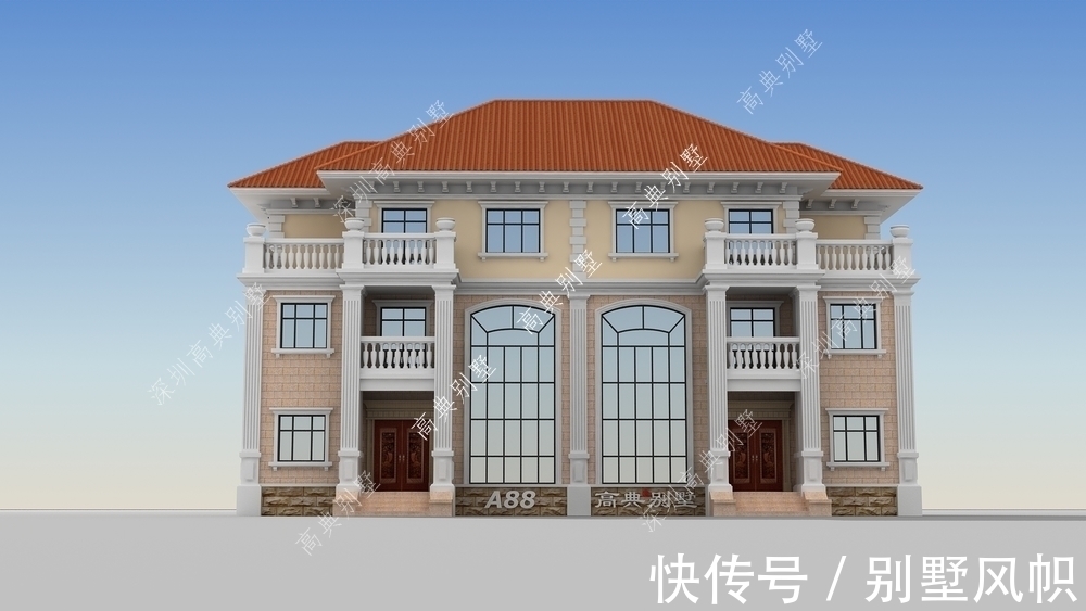 欧式别墅|这款双拼欧式别墅，豪华大气上档次，给人平稳的感觉。