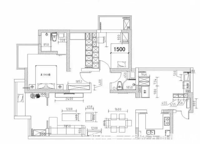 二居室|85m2 原木风二居室，玄关柜分割洗衣房和玄关