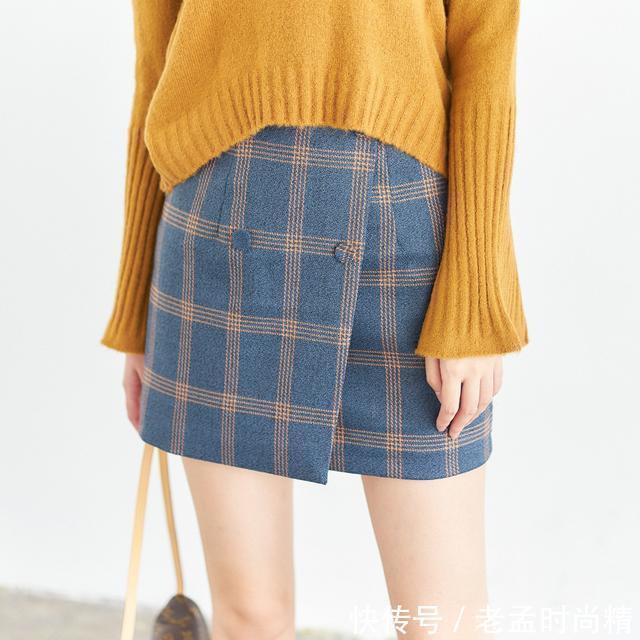 格子 春季最百搭的A字短裙,遮肉又显瘦,胖瘦MM都能穿