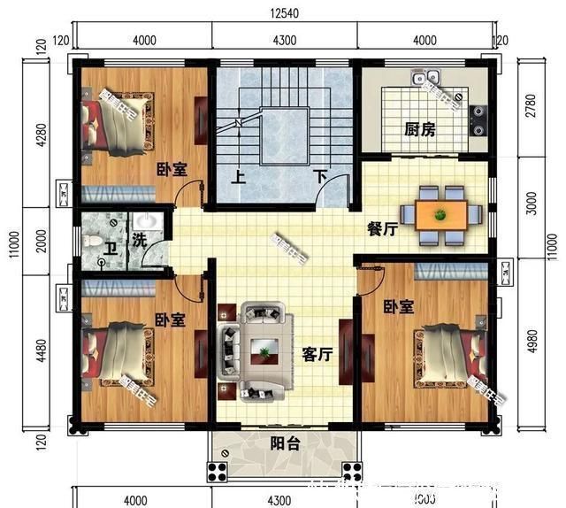 两厅|室内带堂屋设计，一二层都有厨房的农村别墅，适合两兄弟