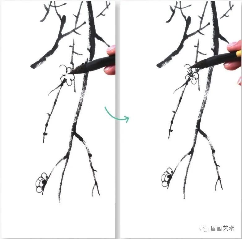 墨色！详细步骤教你画《梅松双清图》