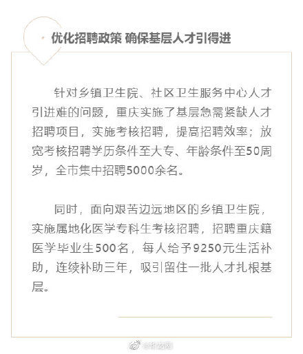 基层|重庆出实招解决医疗基层人才“引进难、留不住、用不好”等问题