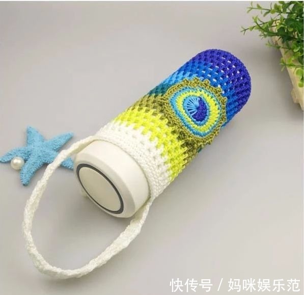 图解|超好看的纯手工钩雀羽杯套~尊贵优雅、吉祥如意(有图解说明)