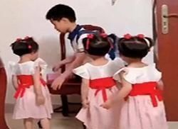 一个男孩|大宝想要妹妹,结果妈妈生了三胞胎,大宝放学回家的情景,暖化了