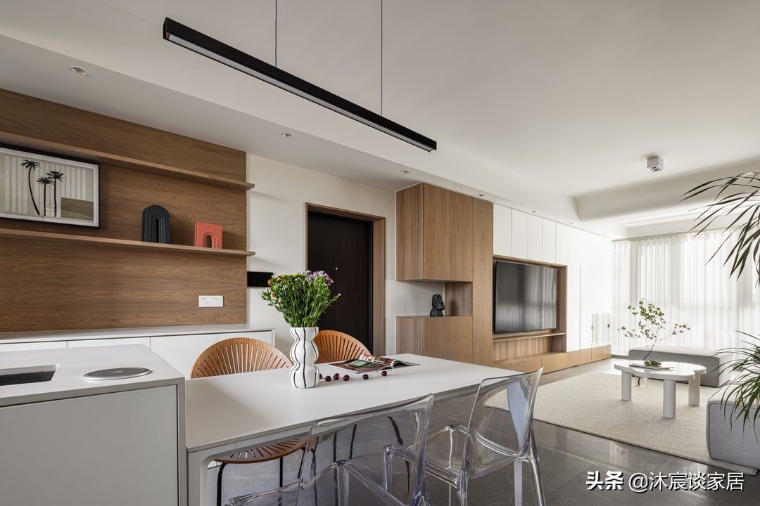 大理石|如果看腻了大白墙,又觉得大理石好冷,不妨用木饰面,让家更温馨