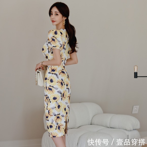 盛夏尼斯南法名媛|女神孙允珠时尚搭配:盛夏尼斯南法名媛向日葵长裙