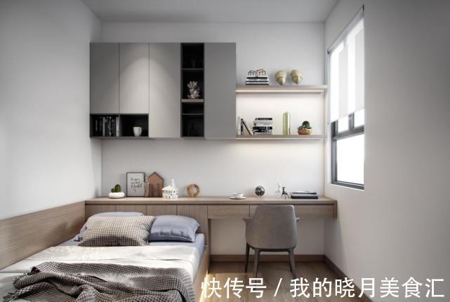 书桌|现在不流行床头柜了!在床后打排柜子,向外延伸还能多做个书桌