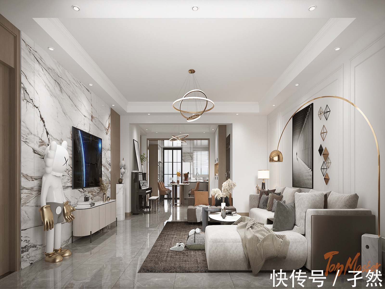 轻奢|【鲁班装饰】米兰园175㎡现代轻奢风格，质感奢华