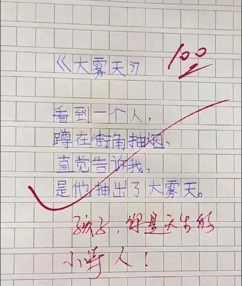 大雾天|小学生“满分”作文火了，老师评语很“抢眼”：有朱自清几分神韵