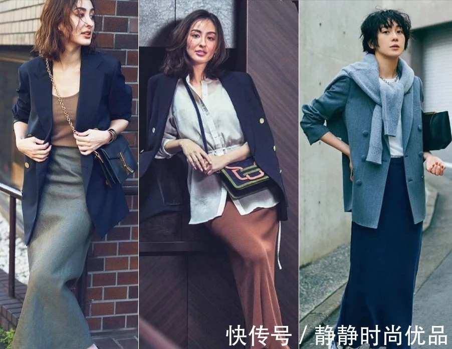 裙装 西装不一定搭裤子!40岁的女人都爱“西装+裙子”,简约优雅
