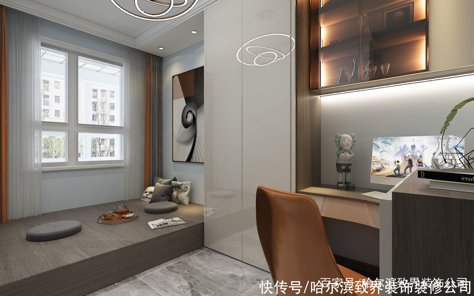 卫风格|融创兰园60㎡现代风大胆选用挂画挂出来的高逼格