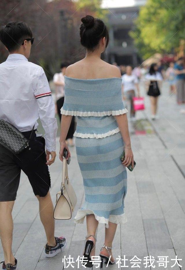 “一字肩”蛋糕裙，精致时髦，气质逼人