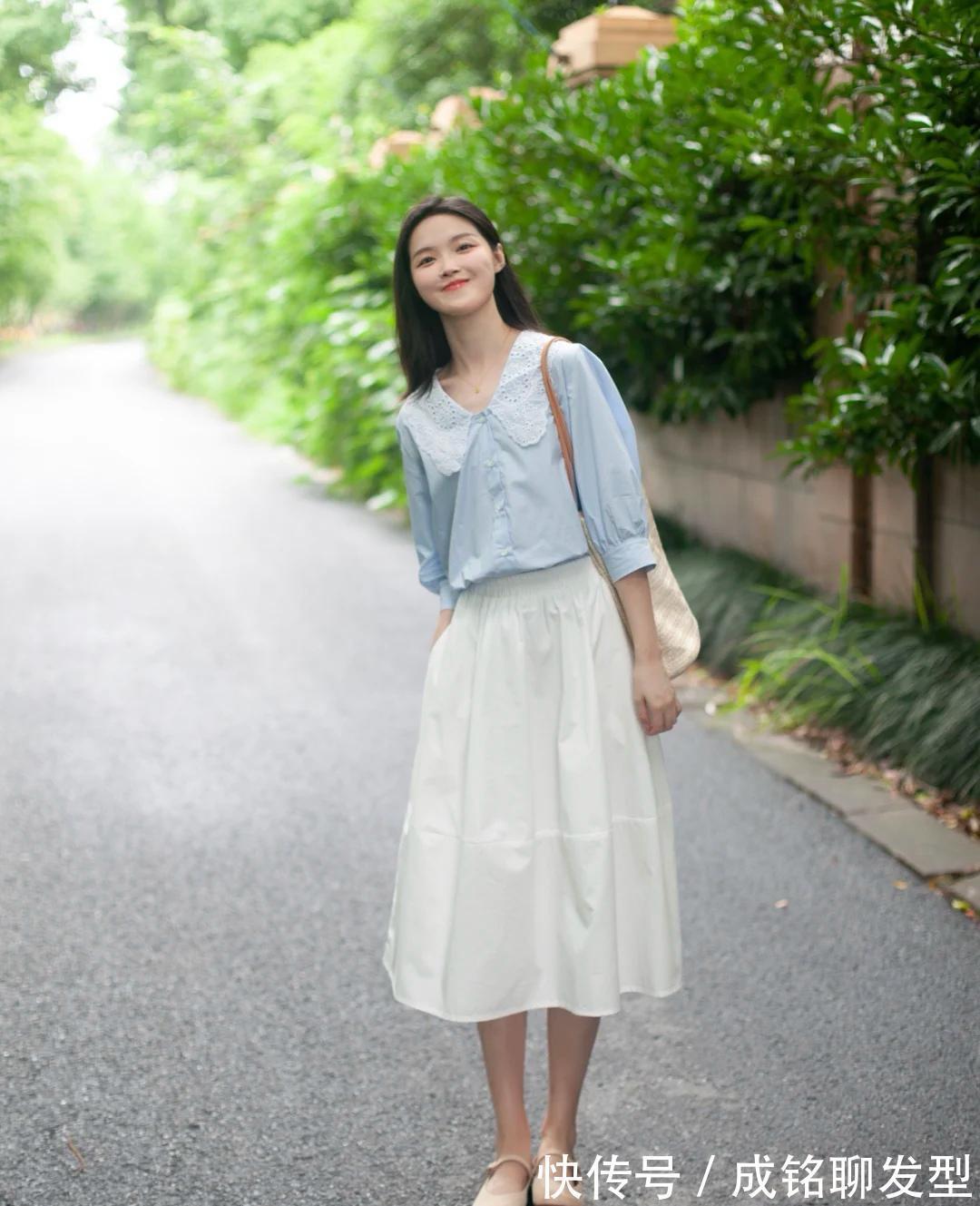 纯色裙|清爽又时尚的“解暑”穿搭,轻盈舒适又优雅,减龄百搭又显身材