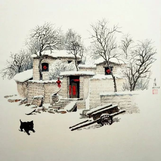 太行山@他用钢笔画出了至美的雪景