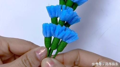 亲子手工创意,水果网做成的勿忘我,幼儿园老师都在做