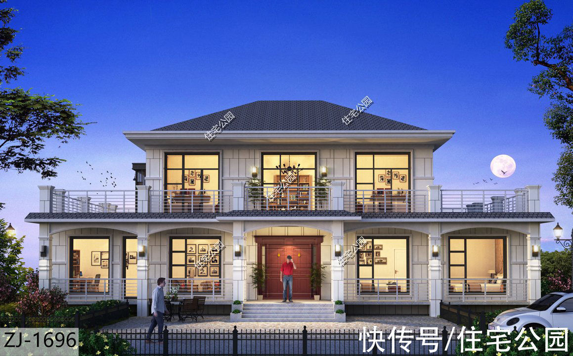 户型|20×8米大面宽农村二层别墅,7间卧室的配置,就算是三代人也够住