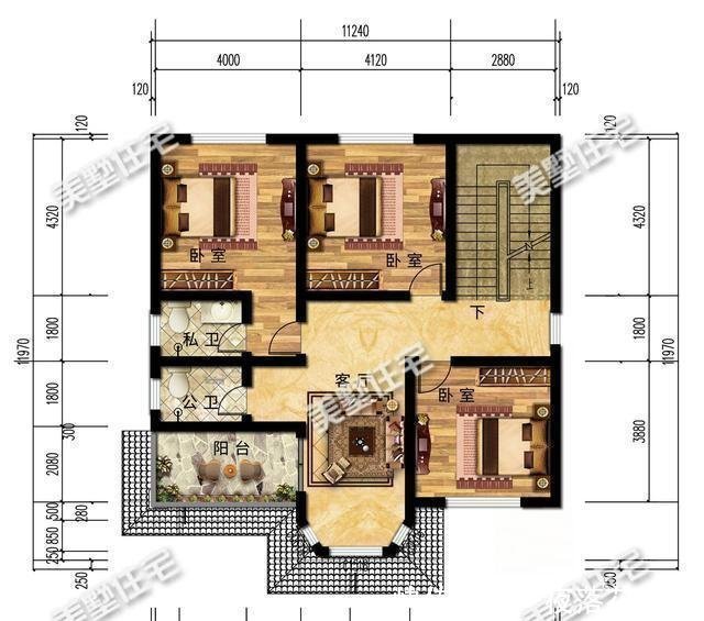别墅|占地121平的二层别墅,四卧三厅的布局,老家建一栋,刚刚好