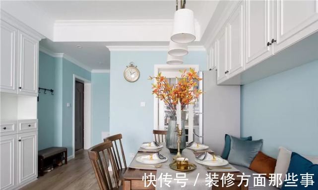 二居室|102平美式二居室,卧室蓝白配有一种清新浪漫的氛围