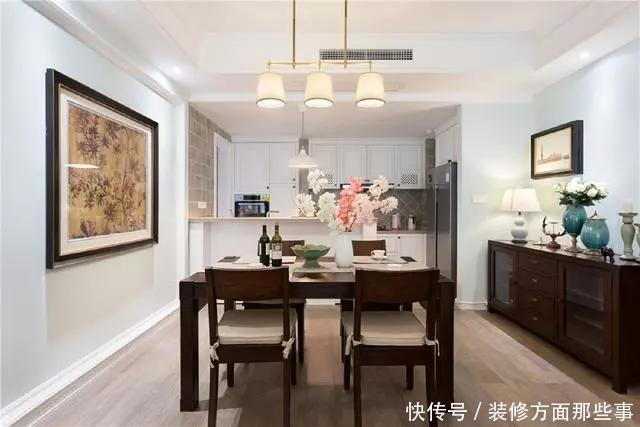 时尚|简美式三室两厅,客厅厨房餐厅呈开放式，全屋时尚、敞亮、大气!