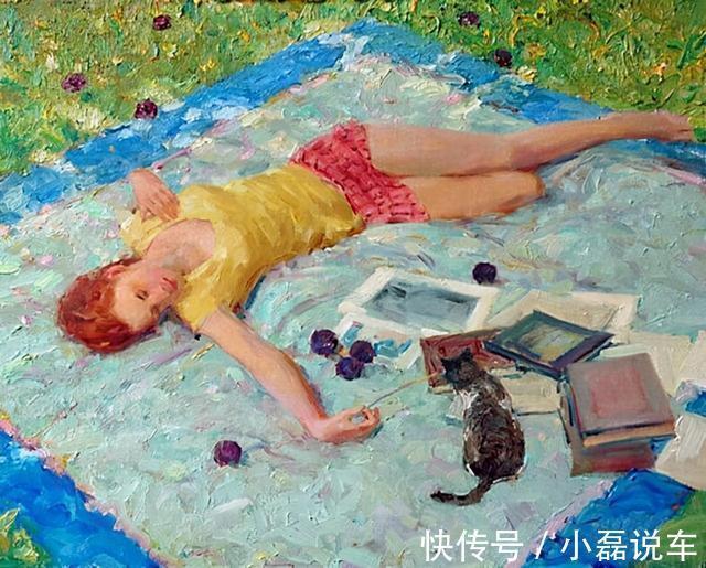 绘画$水灵秀气的美国女性人体油画，真可谓朱粉不深匀，闲花淡淡香