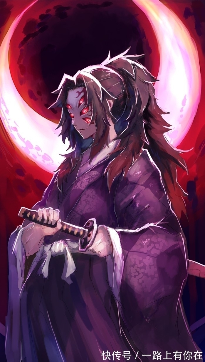 壁纸|《鬼灭之刃》黑死牟,动漫全面屏壁纸,据说是因为太丑所以被下线