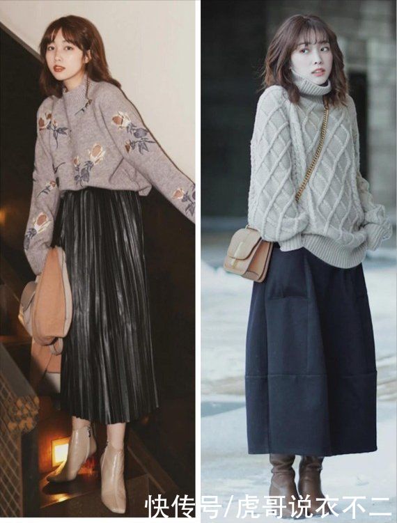 针织衫也有大讲究，她的“早春温柔风”搭配模板，照穿成日系女神
