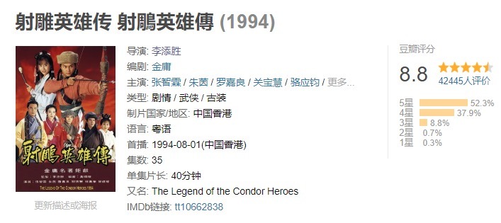 94版射雕英雄传:5个因素决定了难胜83版,“黄蓉”不该背锅