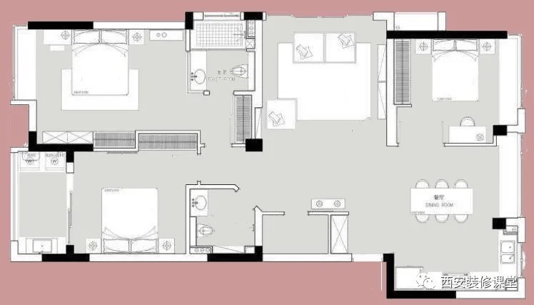 极简|130㎡开放餐厨,通铺瓷砖,打造高质量住宅