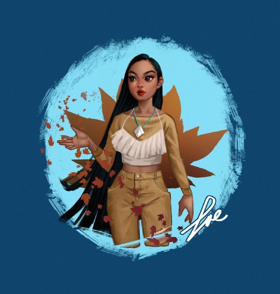 迪士尼公主@当迪士尼公主换上现代装,宝嘉康蒂很时髦,贝儿秀外慧中