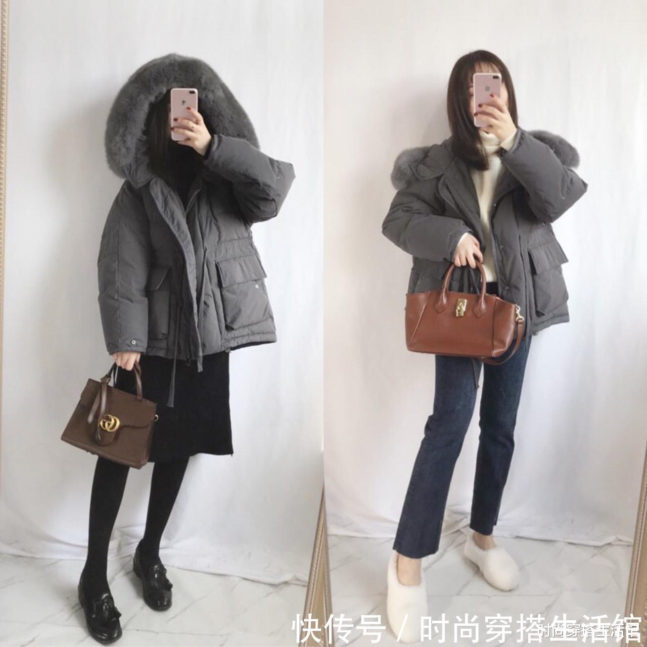 烟管裤|天冷了,这才是真正适合小个子的“羽绒服”穿搭,时髦保暖又显高