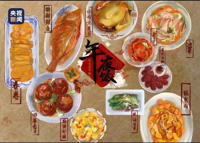 中国画#这些年夜饭有点特别