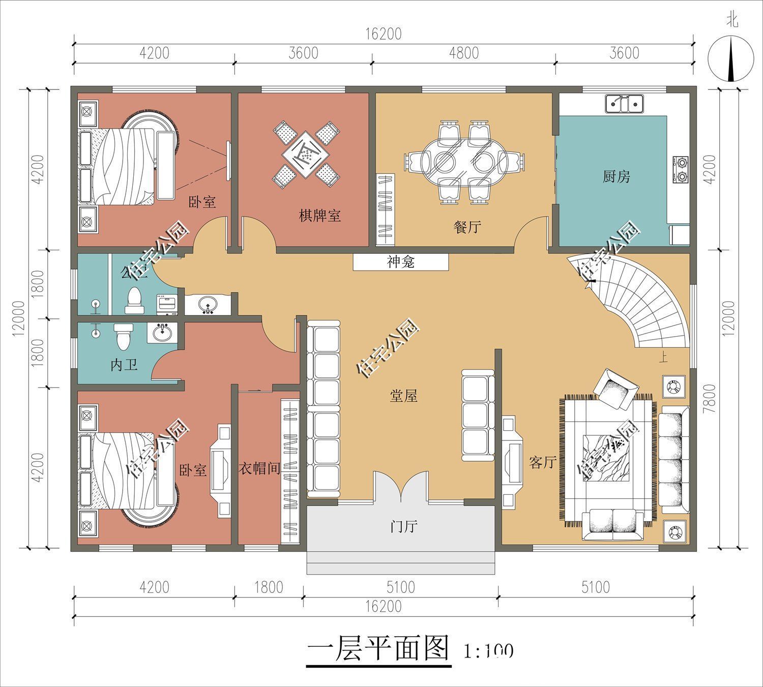 平面|推荐10套带旋转楼梯的农村别墅,楼梯做螺旋设计,美观又大气