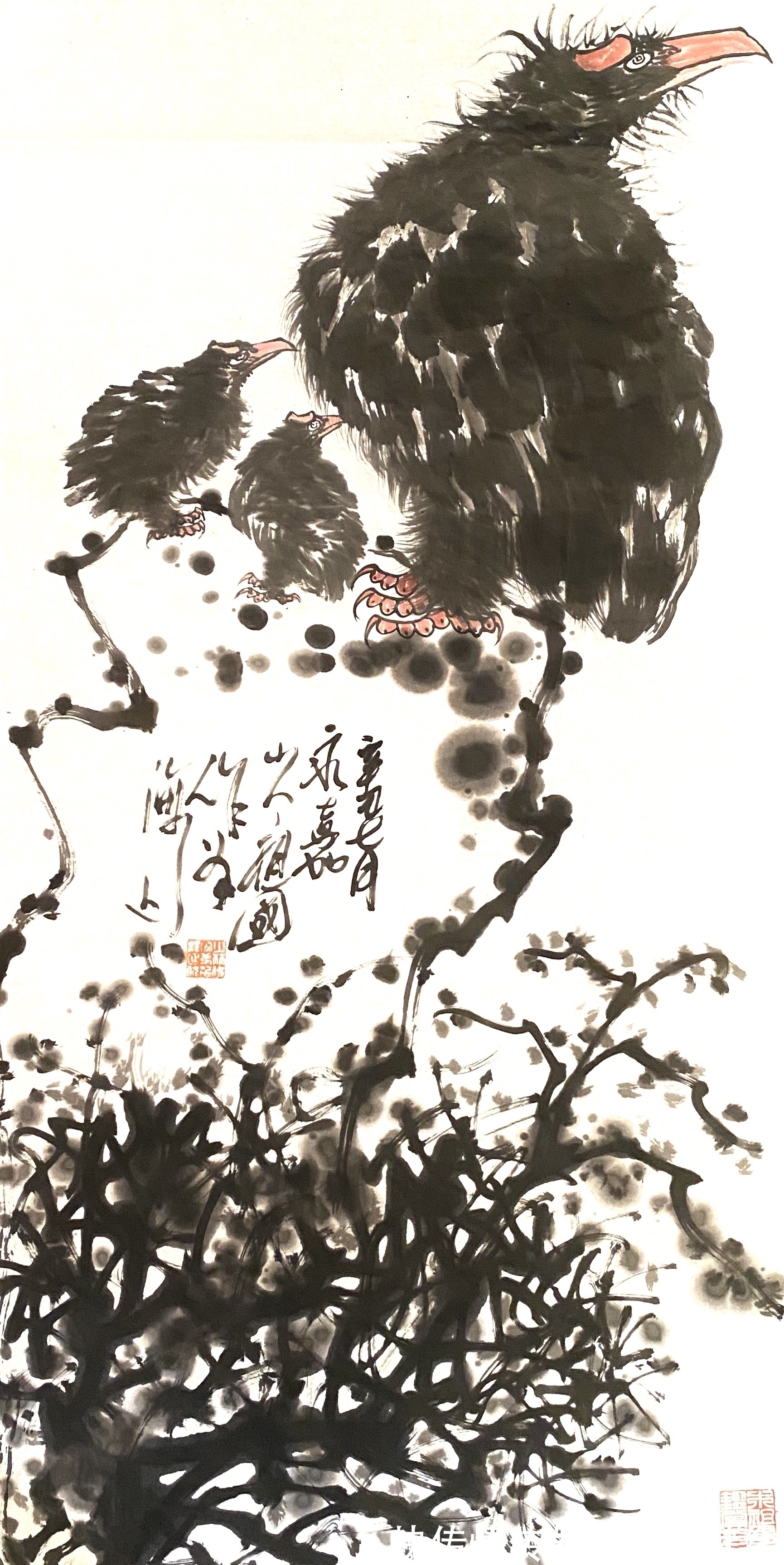 画家@国画家、画鹰大家、指墨画艺术大师朱祖国鹰石图——备受市场青睐!