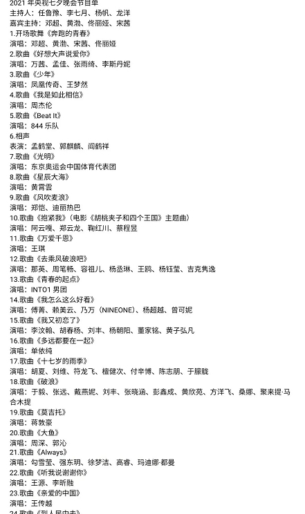 央視七夕晚會|央視七夕晚會節(jié)目單曝光,流量明星數量多,主持陣容大換血