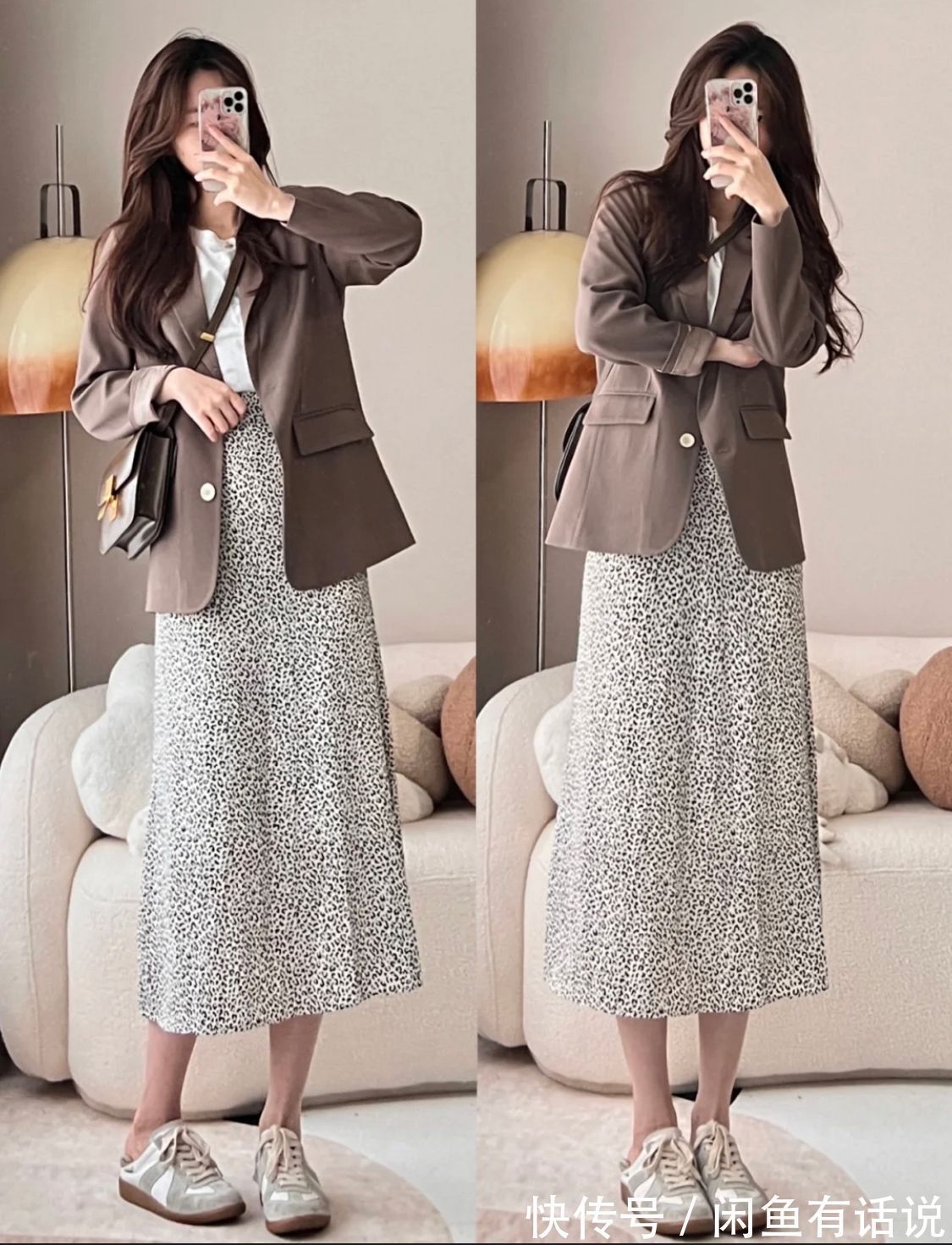 穿搭 春天穿西装该配裤子还是裙子?看韩国博主示范就知道,差别有点大