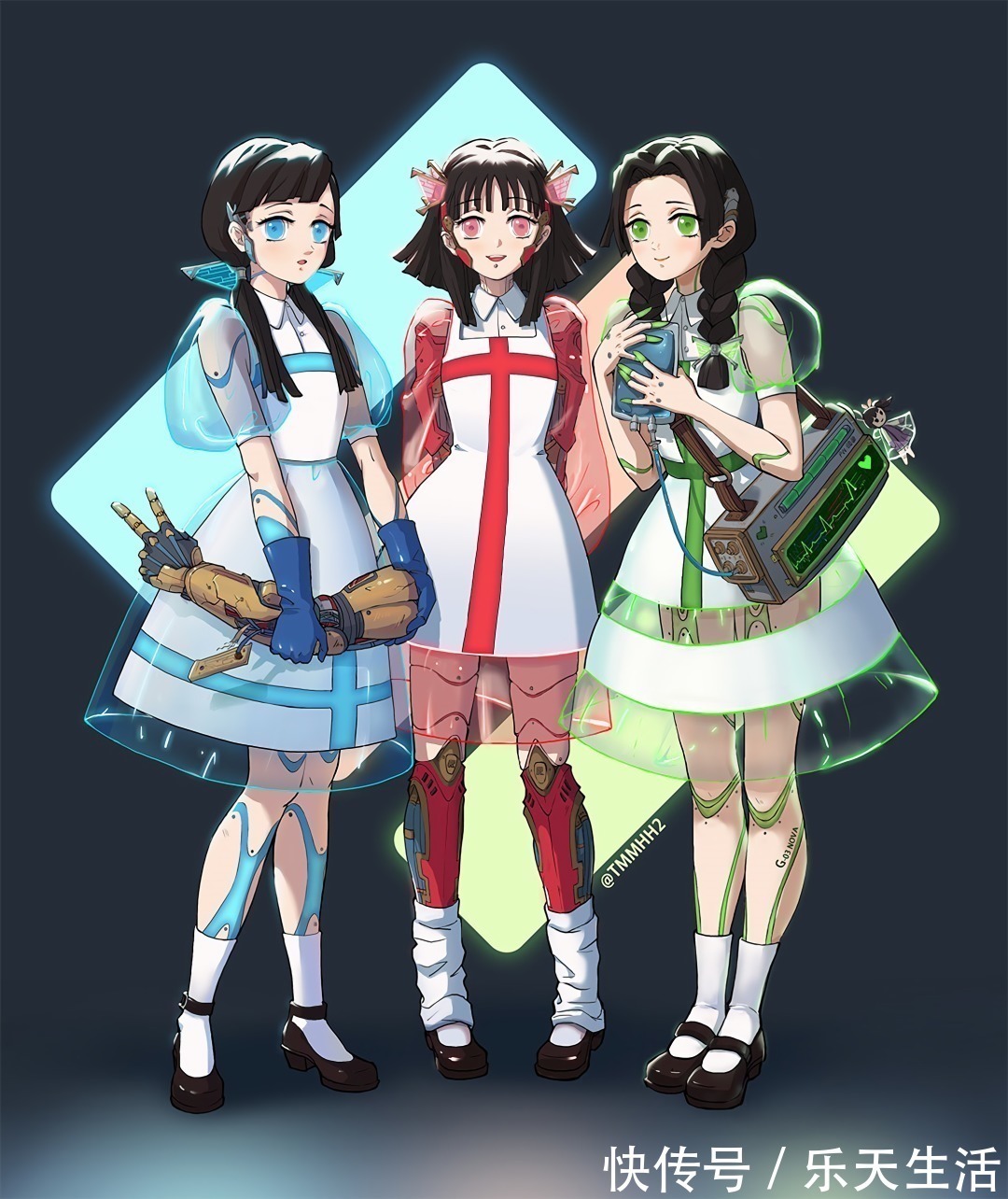 赛博朋克|画师TMM_HH赛博朋克风格的鬼灭之刃,确实非常帅啊!