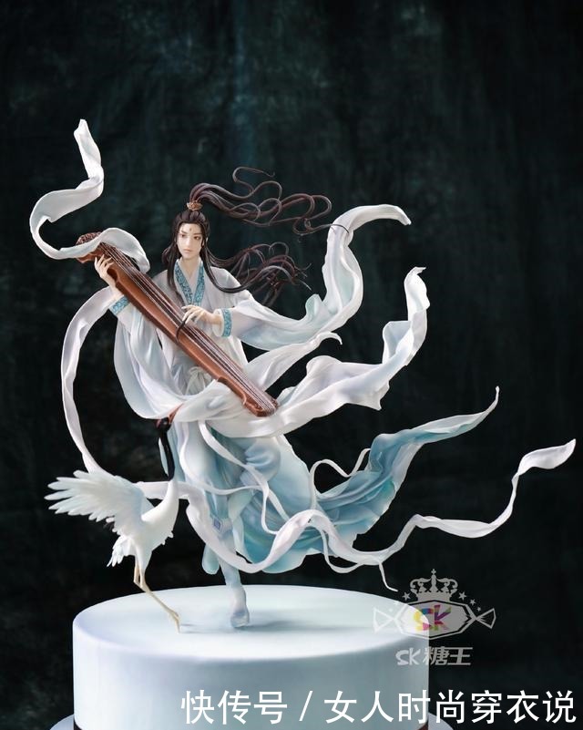 翻糖|“糖王”用翻糖蛋糕带你梦回古代,新作“琴鹤清风”,飘逸绝尘!