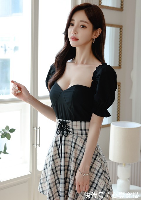 时尚|女神孙允珠时尚搭配:约德尔古调黑玫中欧田园衣裙