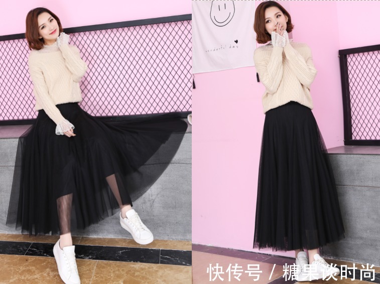 裙子 半身裙,我只爱“网纱裙”&“百褶裙”,搭配起来真是太美了