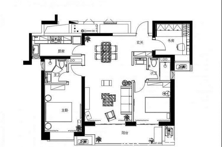 现代|105平现代简约，灰度与绿意，得充满生机与活力