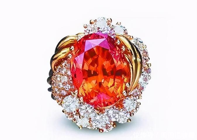 订婚戒指|印度奉国宝无烧红莲花,英国尤金妮公主订婚戒指,帕帕拉恰蓝宝石